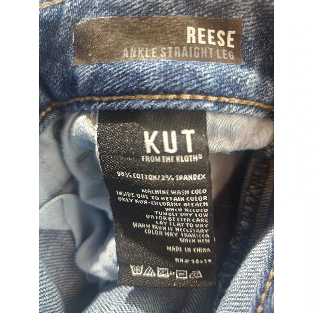Kut from the Kloth Reese Crop Jeans Womens 6 Straight Ankle Distressed‎ Raw Hem